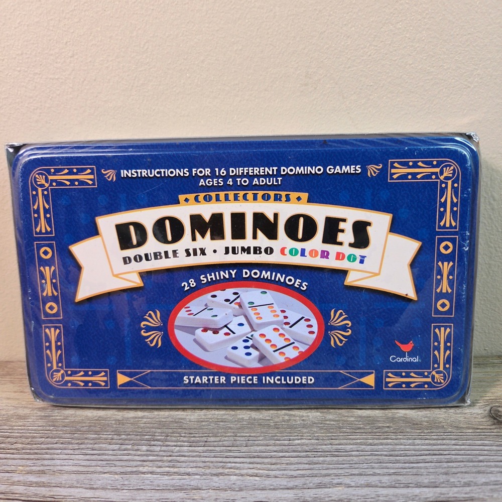 Cardinal Collectors Dominoes Double Six Jumbo Color Dot 28pc Set New Sealed